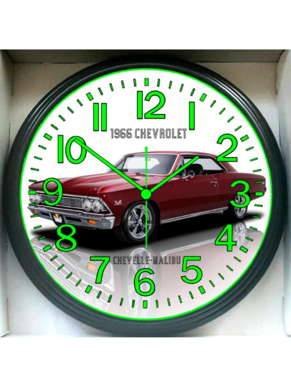 1966 Chevrolet Chevelle Malibu Garage Shop Chevy Glow In The Dark Wall Clock New